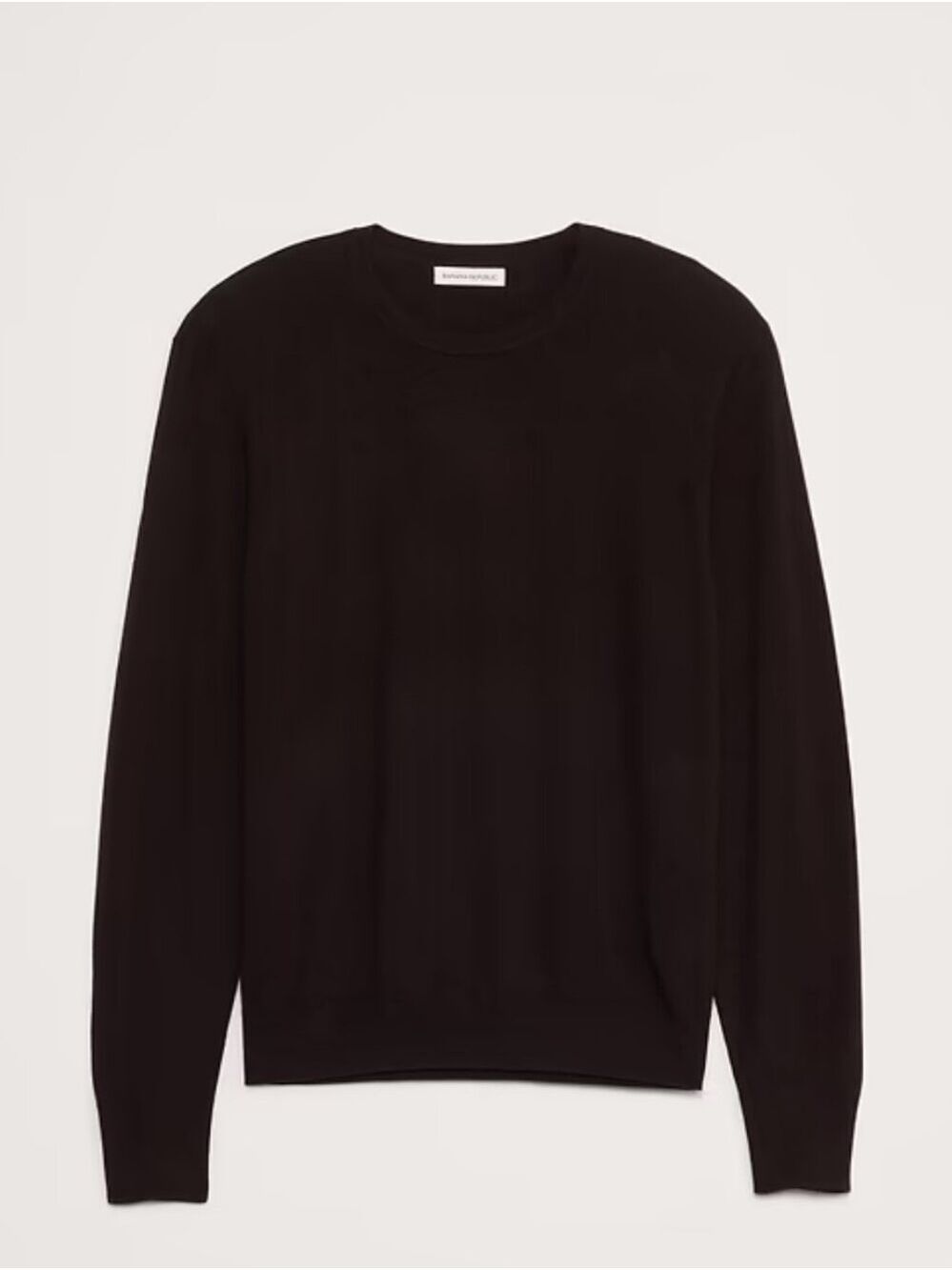 Banana Republic Mens Black Fine Merino Wool Crew Neck Sweater Fits L /XL